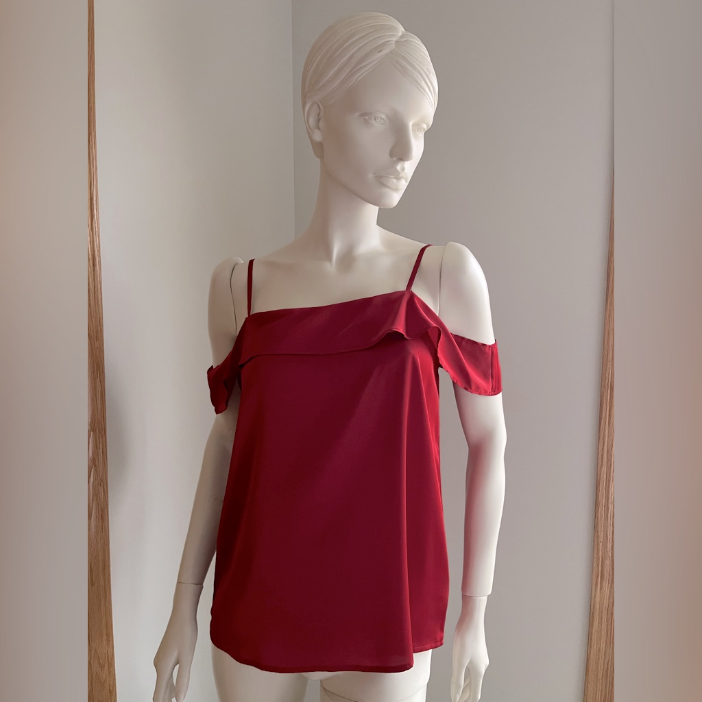 Express Red Off The Shoulder Silk Tank Top Blouse